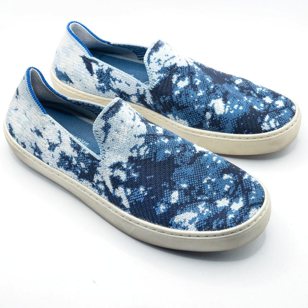 Rothys The Sneaker Shibori Blue Knit Size 9 Coastal Prep Casual Comfort - Picture 1 of 8